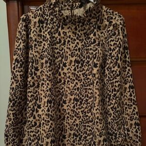 J Crew Blouse w ruffles at neck wrists, animal print sz S Excellent condition
